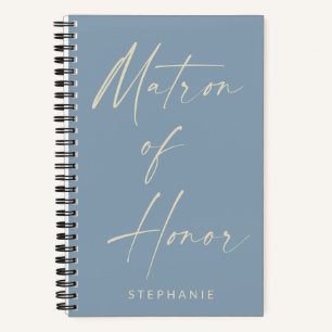 Matron of Honour Minimalist Dusty Blue Personalize Notebook