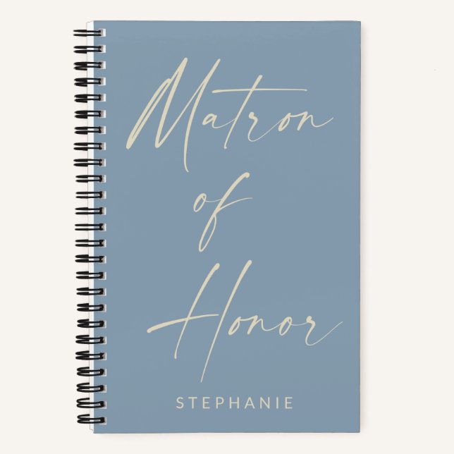 Matron of Honour Minimalist Dusty Blue Personalize Notebook (Front)