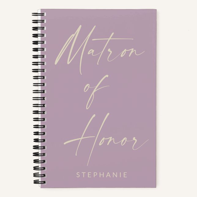 Matron of Honour Minimalist Lilac Personalized Notebook (Front)
