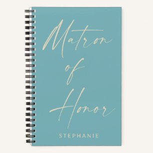 Matron of Honour Minimalist Teal Personalized Notebook