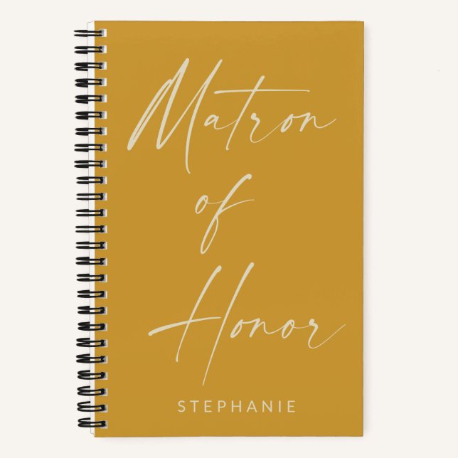 Matron of Honour Minimalist Yellow Personalized  N Notebook (Front)