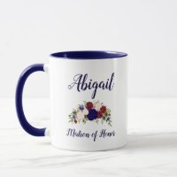 Matron of Honour Navy Blue Marsala Floral Wedding