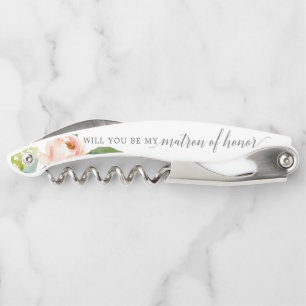 Matron of Honour Proposal Cork Screw - Airy Blush Corkscrew
