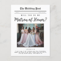 Matron of Honour proposal, Custom Newspaper 