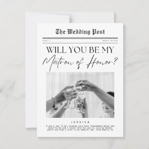 Matron of Honour Proposal US Customizable Newspape Postcard