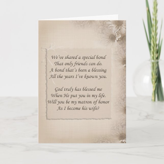Matron Of Honour request poem Invitation (Front)