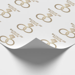 Matron Of Honour Romantic Gold Rings Wedding Wrapping Paper