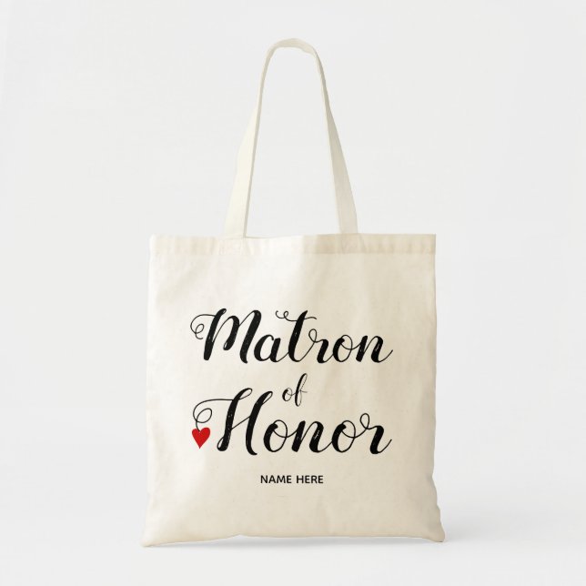 Matron of honour script calligraphy wedding tote bag (Front)