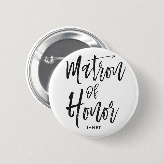 Matron of Honour | Script Style Custom Wedding 2 Inch Round Button (Front & Back)