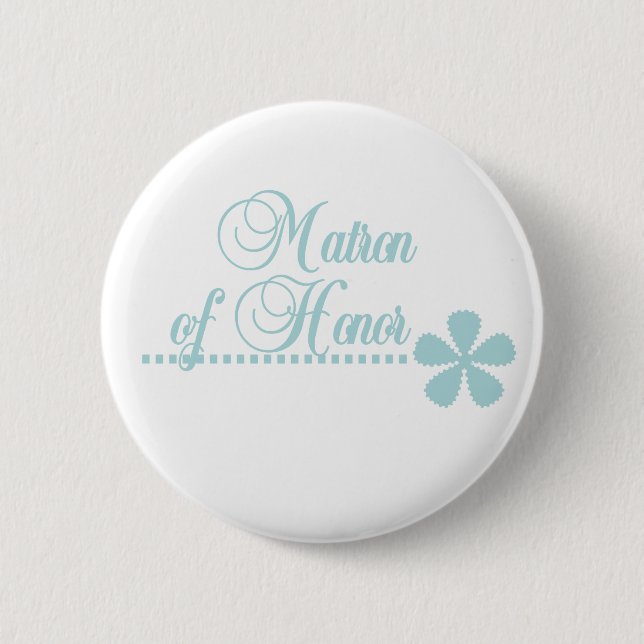Matron of Honour Teal Elegance 2 Inch Round Button (Front)