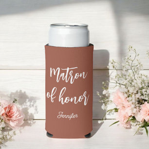 Matron of Honour Terracotta Brown Wedding Seltzer Can Cooler