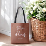 Matron of Honour Terracotta Brown Wedding Tote Bag<br><div class="desc">Matron of Honour Tote Bag in Terracotta Brown for Wedding,  Bridal Party,  Bridal Shower,  Bachelorette Party. Check out more products with this design in the collection below.</div>