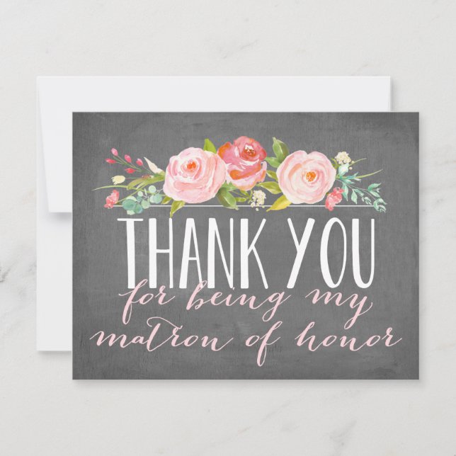 Matron of Honour Thank You | Bridesmaid Card (Front)