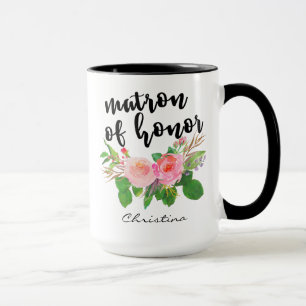 Matron of honour Watercolor Floral Personalized Mug