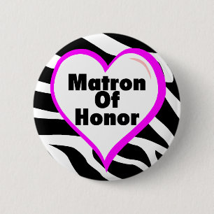 Matron Of Honour Zebra Stripes 2 Inch Round Button