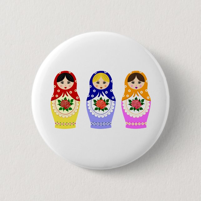 Matryoschka dolls 2 inch round button (Front)