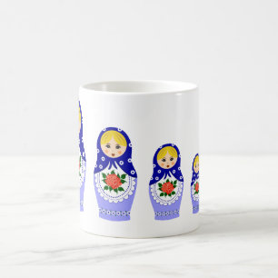 Matryoschka dolls blue coffee mug