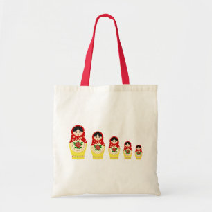 Matryoschka dolls red tote bag