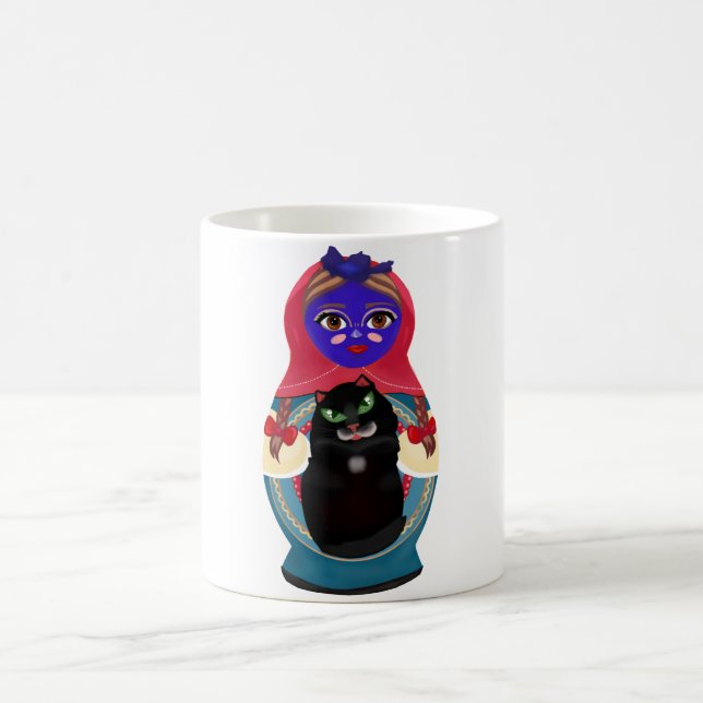Matryoshka and her Playful Cat Magic Mug (Center)