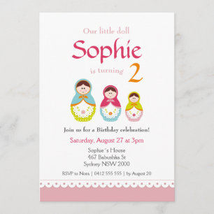 Matryoshka Anniversaire Fête Invitation