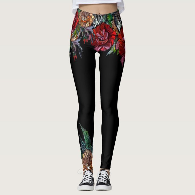 MATRYOSHKA COLLECTION vivid floral pattern Leggings (Front)
