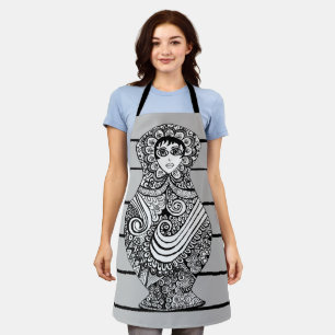 Matryoshka Doll BW Apron