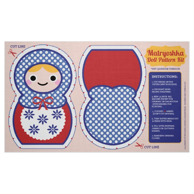 Matryoshka Doll Pattern Kit Fabric (Fat Quarter)