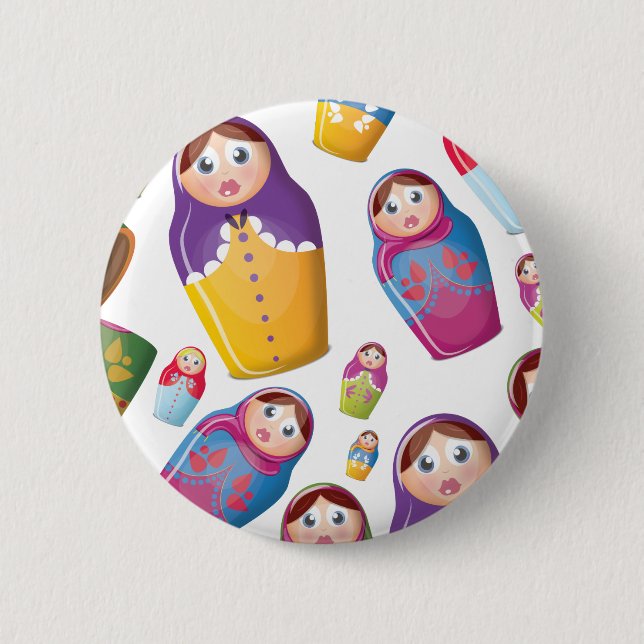 Matryoshka doll - Russian Nested Dolls Pattern 2 Inch Round Button (Front)