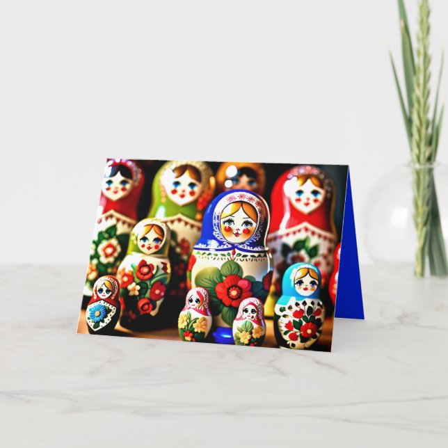 Matryoshka dolls Merry Christmas Holidays GC Card (Front)