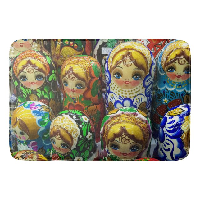 Matryoshka Dolls Souvenir Kiosk Travel Photo Bath Mat (Front)