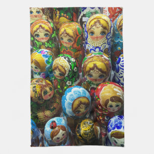 Matryoshka Dolls Souvenir Kiosk Travel Photo Kitchen Towel