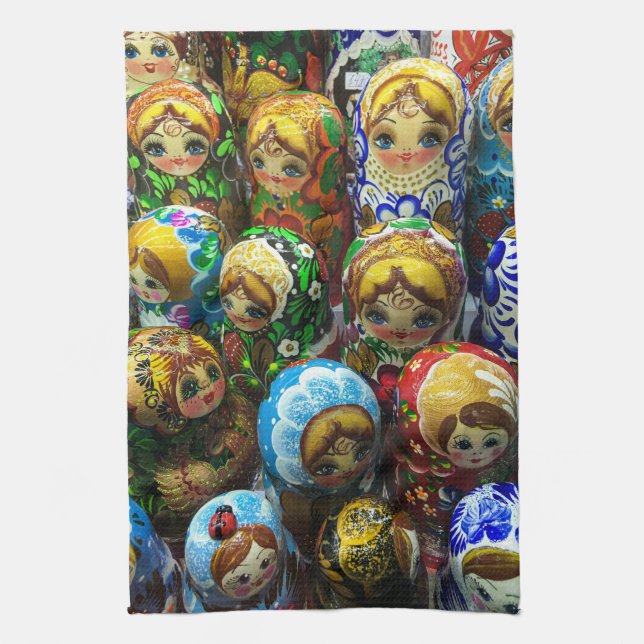 Matryoshka Dolls Souvenir Kiosk Travel Photo Kitchen Towel (Vertical)