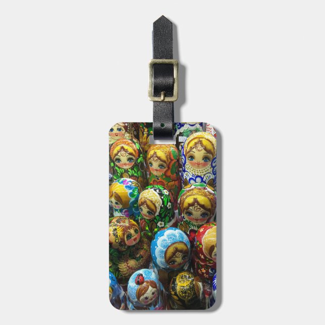 Matryoshka Dolls Souvenir Kiosk Travel Photo Luggage Tag (Front Vertical)