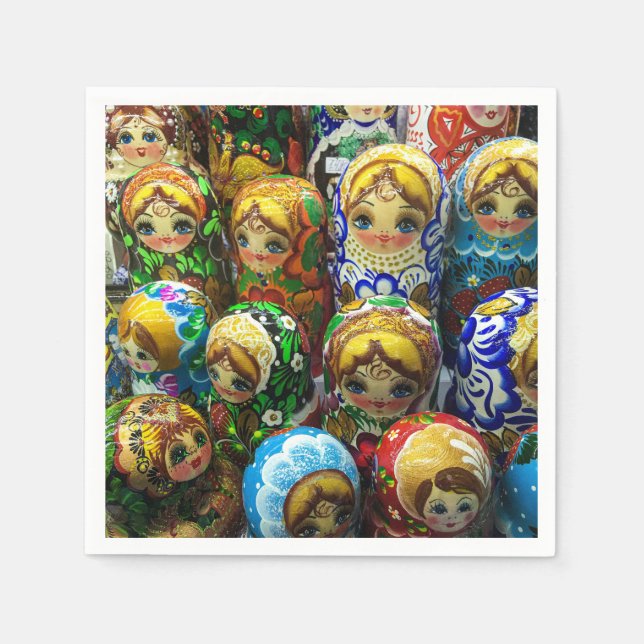 Matryoshka Dolls Souvenir Kiosk Travel Photo Napkin (Front)