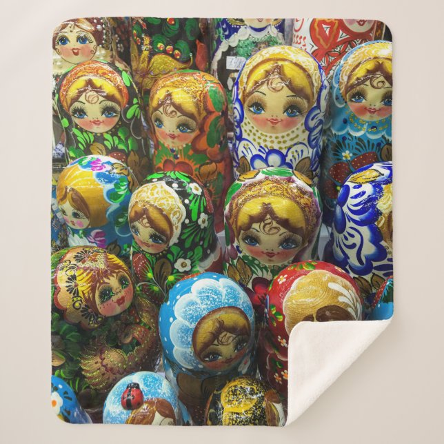Matryoshka Dolls Souvenir Kiosk Travel Photo Sherpa Blanket (Front)