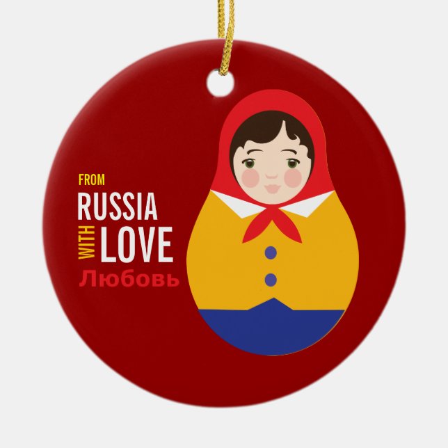 Matryoshka From Russia With Love Adoption Keepsake Ceramic Ornament (Front)