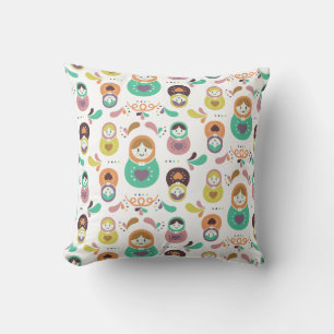 Matryoshka Harmony – Russian Nesting Doll Pattern Throw Pillow