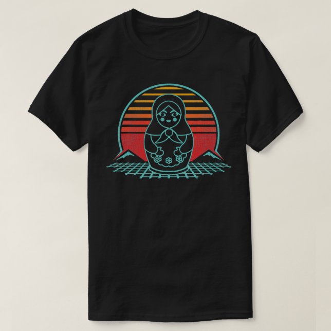 Matryoshka Nesting Doll Retro 80s Style Russian Cu T-Shirt (Design Front)