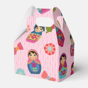 Matryoshka Russian Dolls Pink Background Favor Box