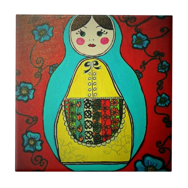 matryoshka russian nesting doll ceramic tile (Front)