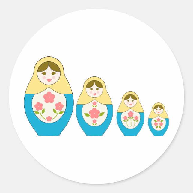 Matryoshka Russian Nesting Dolls Classic Round Sticker (Front)