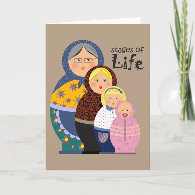 Matryoshka Stages Of Life Illustration Card (Front)