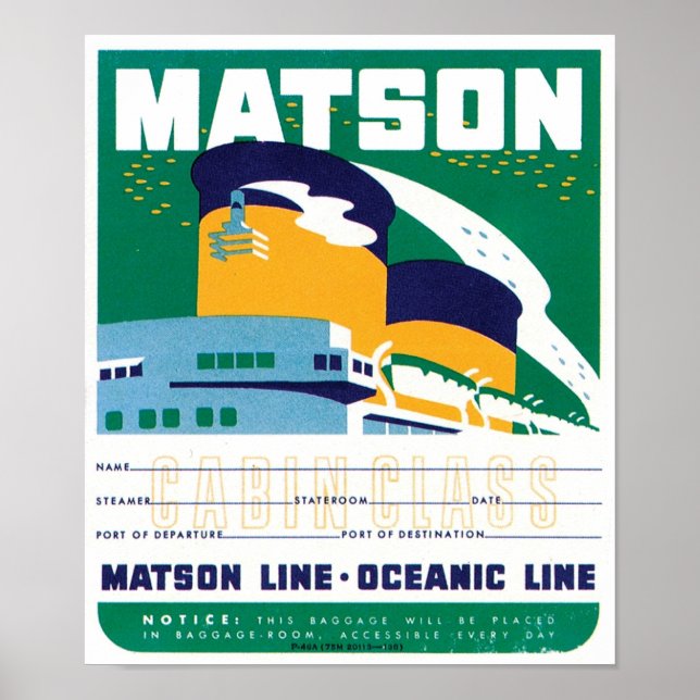 Matson Oceanic Line Poster (Front)