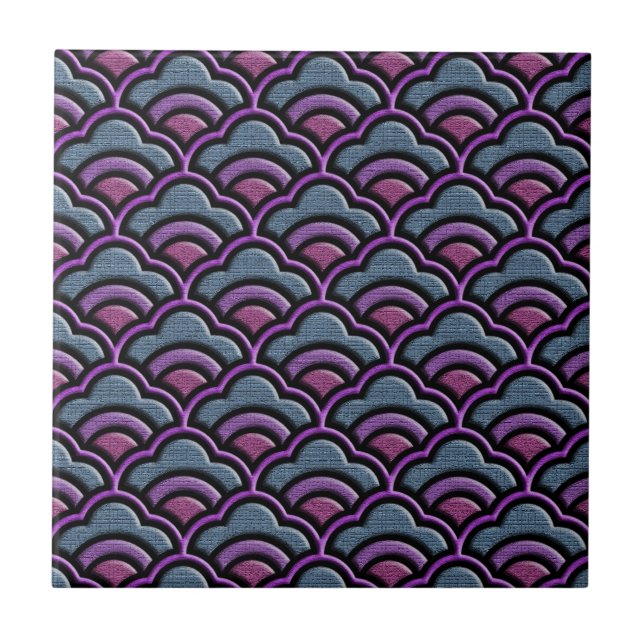 Matsukata waves japanese textile pattern tile (Front)