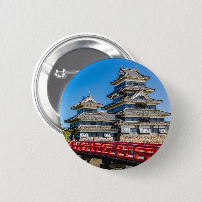 Matsumoto castle and bridge 2 inch round button (Front & Back)