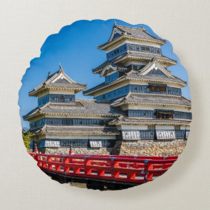 Matsumoto castle and bridge round pillow