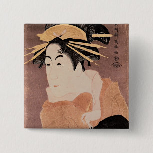 Matsumoto Yonesaburo in the role of the courtesan 2 Inch Square Button