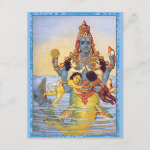 Matsya with the Vedas as Infants Postcard