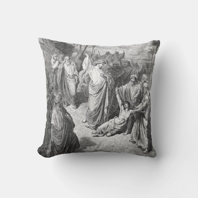  Matt 17 Jesus Heals the Epilectic Demoniac Throw Pillow (Front)