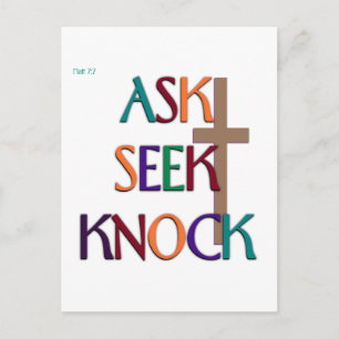 Matt 7:7 customizable christian gift postcard
